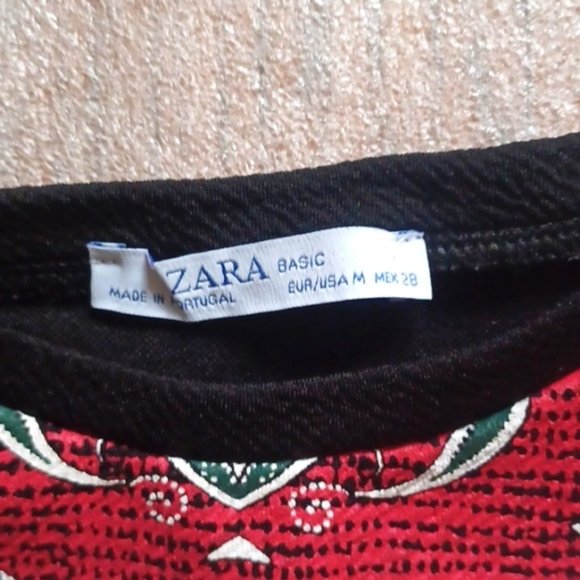 ZARA Short Sleeve Top Baroque Red Black M - Picture 4 of 6